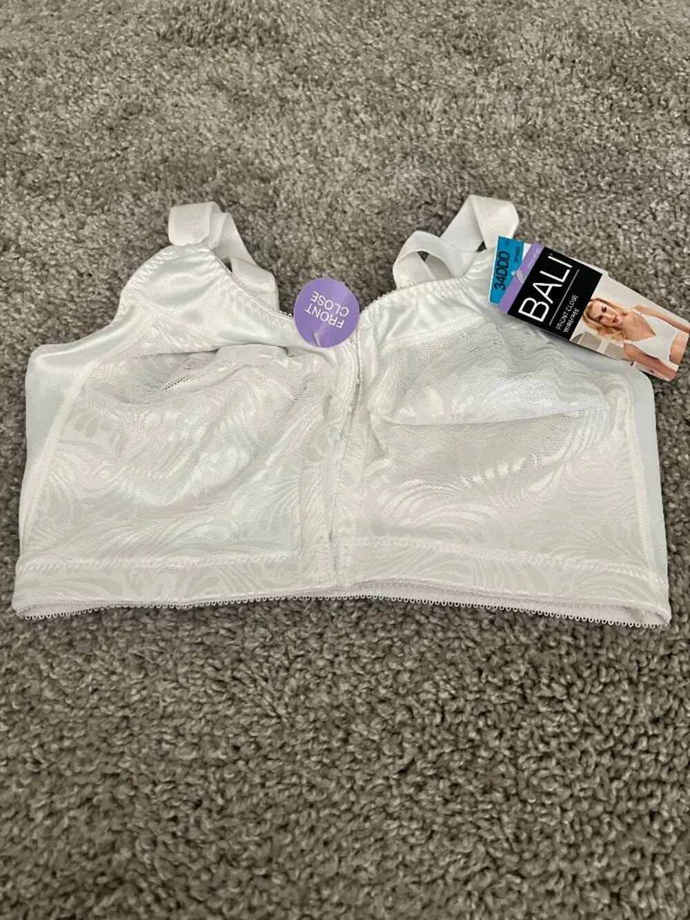 NWT Bali Designs Women's Bali Double Support Front Close White 34DDD